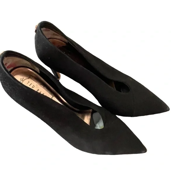Ted Baker Black Suede Bow Heels - Picture 3 of 6